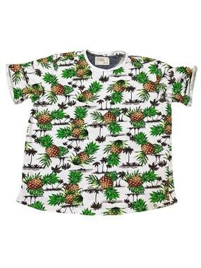 Free Planet 100% cotton Tropical Pineapple Palm Trees Print size Large